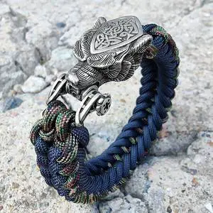 Handmade Brass Shackles Wristbands Unique Men's Paracord Bracelet Wholesale Viking Bear Bracelet Boyfriend Gift