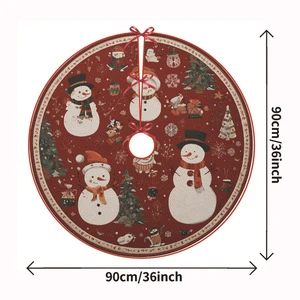 Printed Round Christmas Tree Skirt Holiday Bottom Decoration Gift Blanket Stand and Accessories