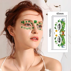 Irish Party Face Makeup Stickers St. Patrick's Holiday Painted Clover Waterproof Glitter Tattoo Stickers