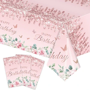 Ychon New Arrival Happy Birthday Party Disposable Tableware Set Table Cloth Happy Birthday Party Decorations Supplies