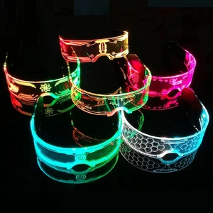LED Visor Glasses Party Futuristic Style Glasses Cyberpunk Luminous LED Glowing Party Glasses