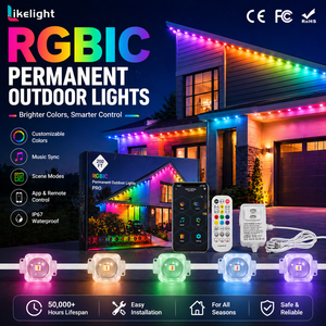 Heavy Duty Weather Resistant Permanent Christmas Outdoor Lights Smart WiFi RGB LED House Exterior Soffit Eave Lighting System
