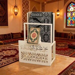 Ramadan Decorative Prayer Stand with Quran Shelf Includes Standing Prayer Mat for Muslims Essential Ramadan Supplies