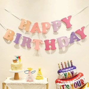 Hot Sale Happy Birthday Felt Paper Banner Flag Decorative Bandera for Birthday Parties Party Supplies