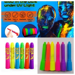 Body Paint Sticks NEW ARRIVALS 6-Color Durable Non-Toxic Environment-Friendly Fluorescent Glow World Match Carnival Party