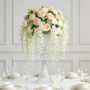 Luxury Clear Acrylic Flower Stand Wedding Decoration Table Centerpieces Flower Vase Wedding Marriage Events Decor Supplies
