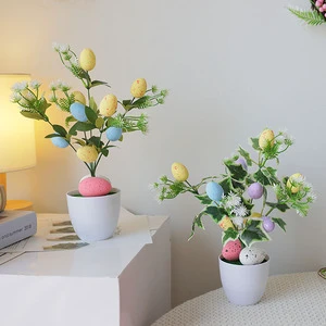 Duoyou Easter Day Decoration Branch with Colorful Eggs Easter Decoration Branch Wreath