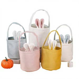 Home Party Supplies Easter Eggs Hunt Game Easter Basket with Easter Bunny Design for Easter Decoration