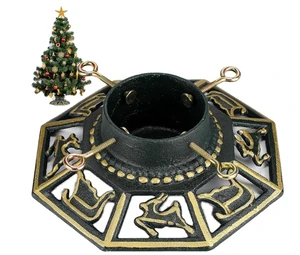 Customized Christmas Tree Stand for Live Trees Real Xmas Tree Holder Base Cast Iron Capacity for Christmas Decoration Deer
