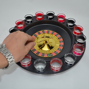 16 Shot Glass Deluxe Russian Spinning Roulette Poker Chips Drinking Game Set Party Supplies Wine Games for Adult Drinking Game