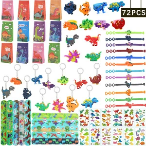 Cartoon PVC Dinosaur Theme Toys 72-Piece Set For Kids Back To School Graduation Party Favor Premium Promotional Party Supplies