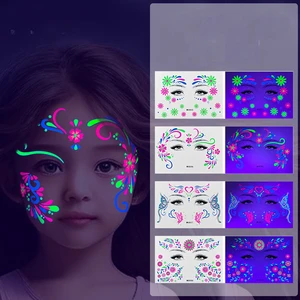 Fluorescent Face Sticker Music Festival Tattoo Makeup Glitter Party Stickers Waterproof Temporary Tattoo Stickers Makeup
