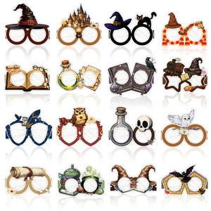WOWEI New Halloween Classic Decorative Paper Glasses with Digital Printing for Magic Party Funny Photo Props