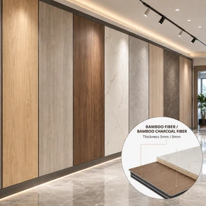 Customized Bamboo Charcoal Wood Veneer Sheet Carbon Crystal Fiber PVC Wall Panel Board For Hotel Office Decoration Walls