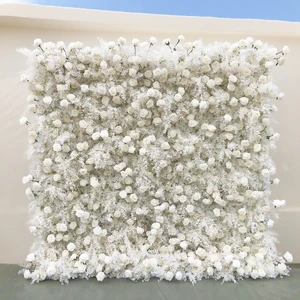 On Sale Simulation Romantic Ornamental Silk Artificial Wedding Reception Flower Wall Art Wedding Backdrop