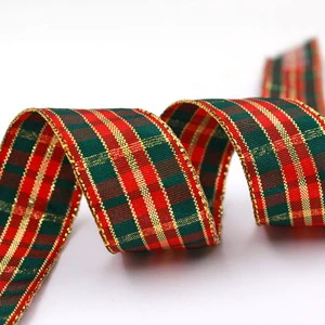 Christmas Green And Red Black White Pink Wired Eco-Friendly 100% Polyester Satin 1