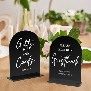 Black Acrylic Clear Double-Sided Table Number Signs for Restaurant Banquet Seating Weddings Events & Cafes
