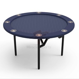 Modern Style Round Folding Poker Table With Water Cup Leather Folding Design For Convenient Poker Gamble