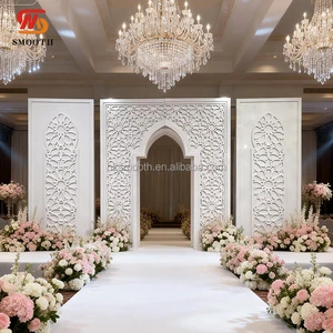 SMOOTH Customized Acrylic Backdrop Stand Carved Background White Marble Textured Background For Wedding Decoration