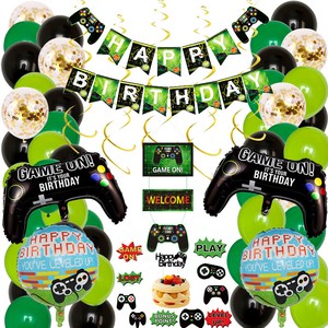 Nicro New Arrival Baby Boys Birthday Game on Theme Controller Video Gamepad Foil Balloon Set Kit Party Decoration Supplies