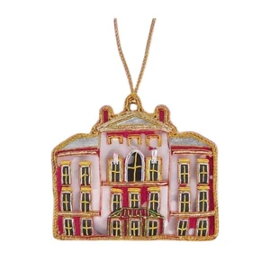 Beautiful Red House Zari Embroidery Hanging Ornament Customized Design Low Price Bulk Quantity Christmas Tree Stand Accessories