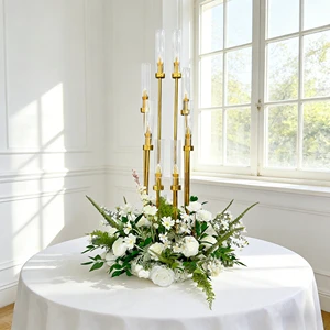 Wedding Silk White Roses Flower Arrangement Centerpieces Artificial Garland Decoration Table for Events