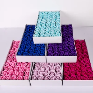 50 Pcs/Box Artificial Soap Roses Heads Gift Box Floral Scented Wedding Party Artificial Decorative Soap Flower