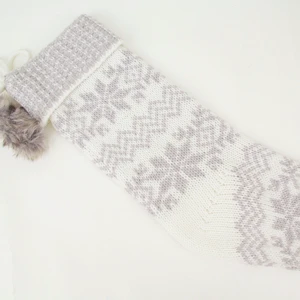 New Design OEM Fluffy Large Knitted Xmas Socks Christmas Stockings Set For Decoration