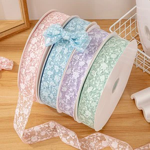 Hot Sale Delicate 5cm Floral Sheer Lace Ribbon For Bridal Shower Gift Hamper & Favor Basket Lining 10 Yards/Roll