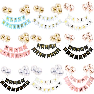 Happy Birthday Party Banner with Confetti Balloons Baby Shower Balloon Banner Fishtail Banner Party Decorations