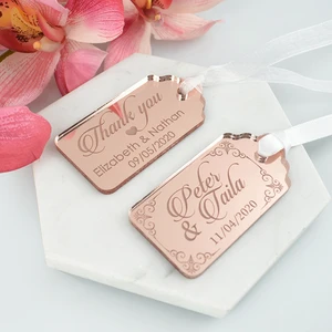 Factory Custom Acrylic Table Seating Card Gold Rose Mirror Acrylic Place Cards for Wedding