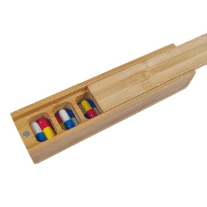 Factory Supply WDF Bamboo 7 Day 4 Times Pill Promotional Travel Boxes Organizer Case Vitamin Holder Organizer Bamboo Pill Box