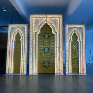 LEDA Moroccan Style Archway Stand Gold Acrylic LED Backdrop for Wedding Stage Decoration White 3D Event Arch Decoration.