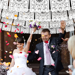 White Large Plastic Party Banners Carnival Party Decorations Wedding Drapery Decoration Senior Hollow Pattern Pull Banner