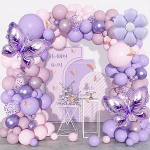 Butterfly Birthday Latex Round-shaped Balloon Arch Set Party Wedding Bridal Chamber Decor Influencer-Style Themed Balloons