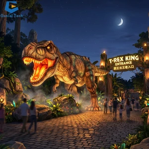 One Stop Dinosaur Adventure Theme Festival Lantern Display Custom T-rex Lantern Installations for City Festivals and Theme Parks