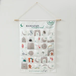 Personalized Canvas Ramadan Party Supplies Hanging Countdown Advent Calendar with Pockets