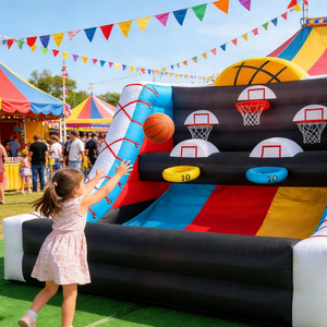 Inflatable Football Toss Game with 5 Target Zones Party Interactive Carnival Game PVC Construction for Kids 2Min Quick Inflation
