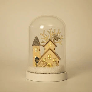 Christmas LED Lighting Glass Ornaments Christmas Village Wooden Decorations Festive Christmas Decorations