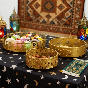 Ramadan Supplies-Ramadan Home Decoration Muslim Iron Tray for Candies and Desserts Metal Crafts From the Festival Decorations