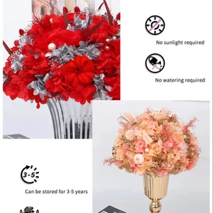 Wholesale Preserved Rose Table Centerpiece, Eternal Flower Arrangement with Retrro Metal Vase for Wedding Table Restaurant Hotel