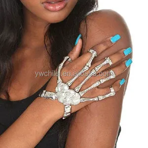 Skull Fingers Metal Skeleton Bracelet Ring Hop Street Dancing Cosplay Wristband