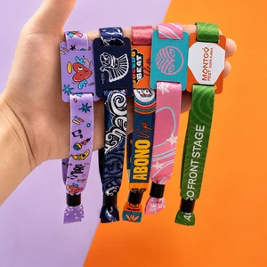 OEM ODM Disposable Fabric Woven RFID NFC QR Code VIP Custom Event Wristbands For Music Festival