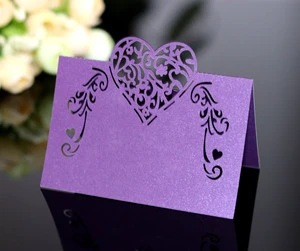Customized Cross Mirror Wedding Laser Heart Seat Cards Hollow Rose Flower Name Sign in Table Cards Hard Cover Wholesale