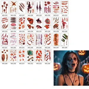 Halloween Makeup Temporary Face Mouth Tattoos Stickers Horror Clown Face Scars Wound Tattoo Makeup Kit for Cosplay Party