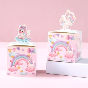 24pcs Unicorn Party Favor Boxes Candy Paper Boxes for Birthday Gift Party Packaging Candy Treat Boxes
