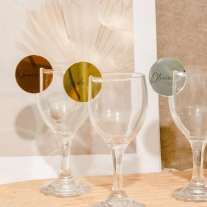 Elegant Wedding Reception Decor Round Acrylic Table Number and Guest Name Tags Custom Hanging Place Card for Glassware Party