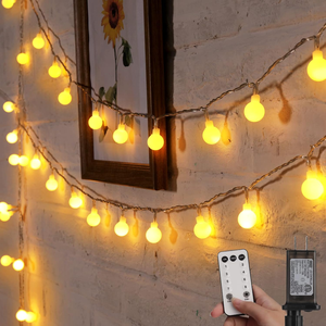 Globe String Lights Remote Mini PVC LED Indoor Outdoor Bedroom Party Wedding Garden Christmas Tree Decor 8 Modes IP44 33ft Warm