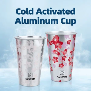 Magic Cold-Activated Color-Changing Aluminum Cup 16oz Metal Party Cups With Smooth Rolled Rim Personalized Logo Drinking Tumbler
