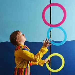 Juggling Acrobatics Throw Ring Bracelet Hand Wristband Clown Ring Toy Red/Yellow/Blue/Green 24cm PP Material